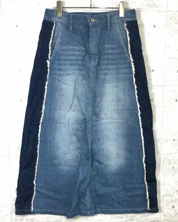 gram blue 레트로 서프 성인 스트릿 구제 의류 데님 롱 스커트