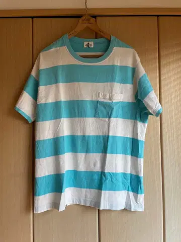 JOEKEY 보더 T셔츠 USA제 스카이블루 x 화이트