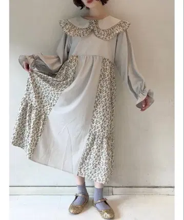 merry jenny 절개 flower 프릴 원피스 라이트 블루