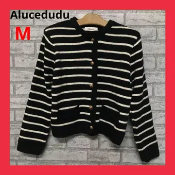 새상품급 Alucedudu 긴팔 도톰 니트 가디건 보더 패턴 M