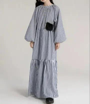 perna 페르나 롱 원피스 스트라이프 원피스 블루