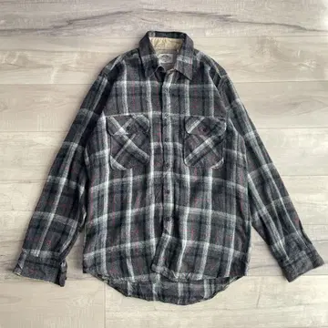 90년대 필드 마스터 미국 블랙 플란넬 셔츠 울 아크릴