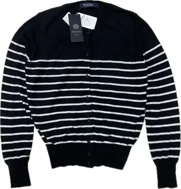BRAHMIN 스트라이프 가디건 블랙 보더 마린 니트