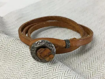 가죽 & 실버 모토 실버 925 장식 랩 가죽 팔찌