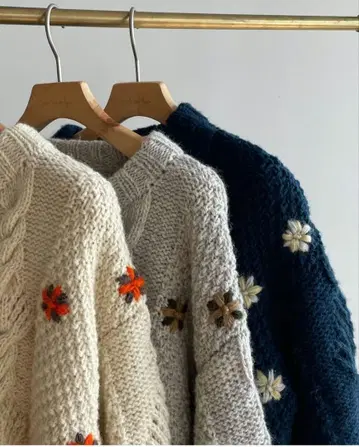 시루무린 NPL HM 쉘 케이블 flower 가디건 핸드메이드