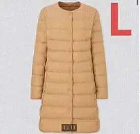 베이지 울트라 라이트 다운 롱 코트