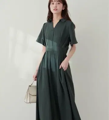 시원한 느낌의 스키퍼 카라 고급 원피스 그린