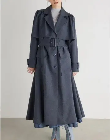 택 포함 새상품 rienda 요크 플레어 트렌치코트 S 사이즈