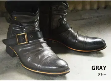 Zeeno 그레이 가죽 지퍼 부츠