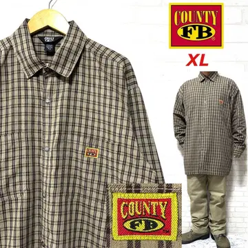 FB COUNTY 체크 셔츠 빅 실루엣 TC 트윌 웨스트 코스트