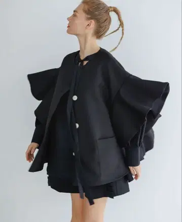 cen. 플레어 자켓 코트 스프링 코트 블랙