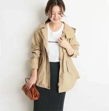 SLOBE IENA 2way 미들 밀리터리 후드 블루종