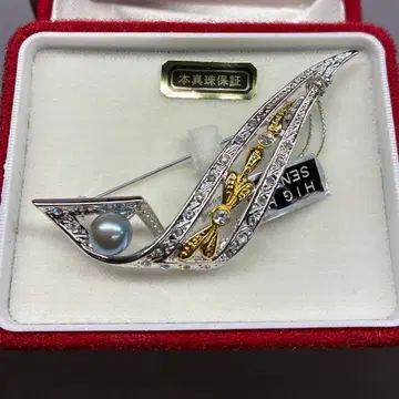 [ 미사용 새상품 ] 은제 펄 브로치 8.5mm 11.6g