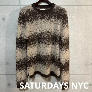 SATURDAYS NYC 알파카 혼방 보더 무늬 스웨터 니트