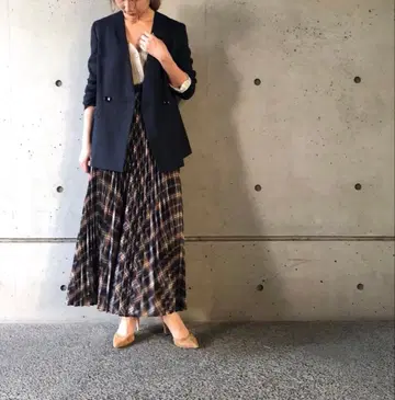 TIARA 쿠튀르 체크 플리츠 스커트