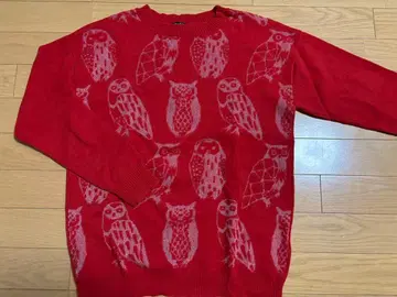 마블슈드 marble sud 올빼미 패턴 빨간색 니트 스웨터