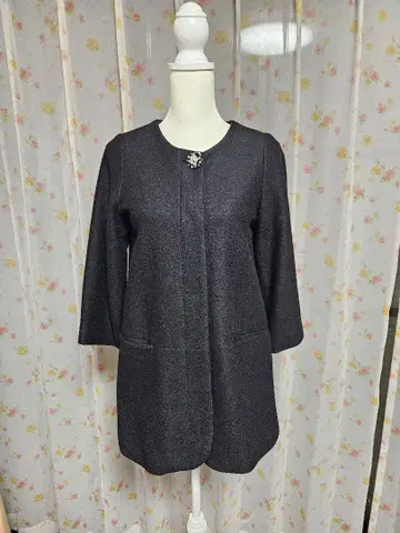 오파크 클립 노카라 A라인 울 코트 M 블랙