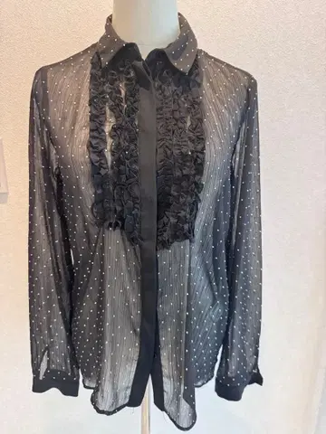 ZARA 시스루 스톤 장식 긴팔 셔츠