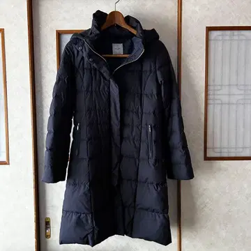 새상품급 LES MUES 다운 네이비 M 롱 코트 후드 부착