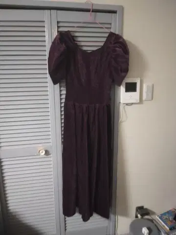 레어 LAURA ASHLEY 로라 애슐리 벨로아 롱 원피스 보라색 퍼플