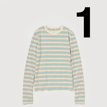 AURALEE GRADIENT STRIPE JERSEY L/S TEE 1
