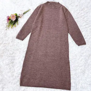 고품질 호스 로메로 일본제 울 하이넥 니트 원피스 롱