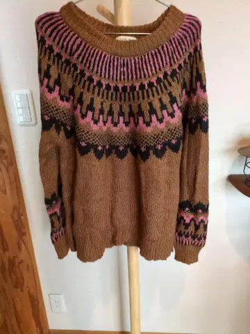 노르딕 무늬 긴팔 니트 스웨터 XL