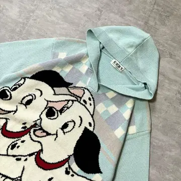 90s 빈티지 디즈니 101마리 강아지 니트 후드티