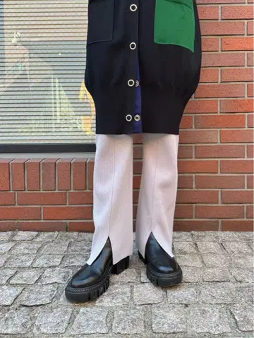 새상품 UN3D. 리브 콤비 니트 팬츠 이지 팬츠 36