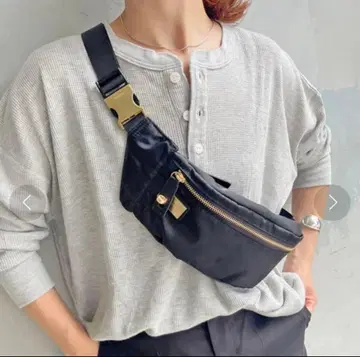 올셋 나일론 바디백 웨스트 파우치 블랙