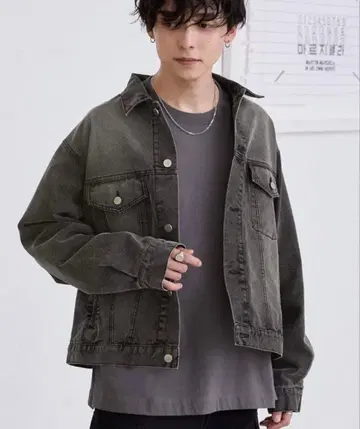 모노마트 빈티지 메이크 데님 자켓 블랙 M 사이즈
