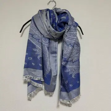 ETRO 에트로 페이즐리 무늬 실크 혼방 울 대형 스톨 블루 여성용