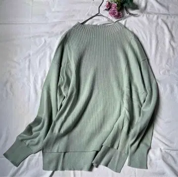 그린 라벨 릴랙싱 니트 하이넥 실크 혼방 사이드 슬릿