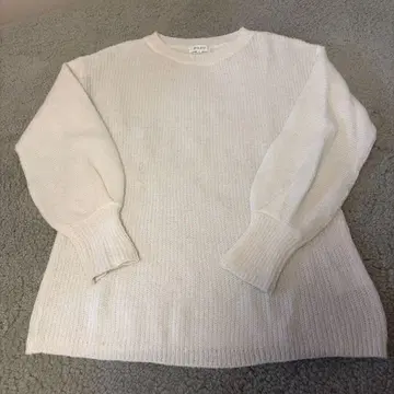 PLST 오버 사이즈 니트 풀오버 화이트 크루넥