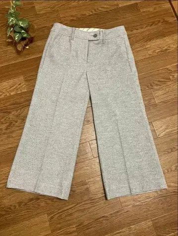 믹싱 블루 크롭 기장 와이드 팬츠