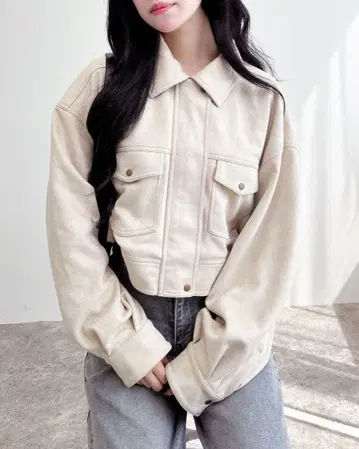 페이크 스웨이드 지퍼 숏 블루종 INGNI