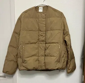 새상품급 테치치 노카라 다운 자켓 브라운 카멜