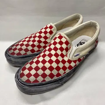 VANS 체커 패턴 슬립온 28.5cm 레드