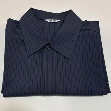UNIQLO U 유니클로 드레이프 셔츠 M BLUE 스트라이프 긴팔
