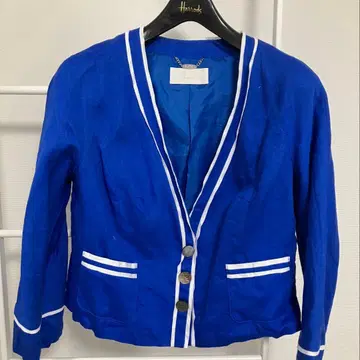 ELISA 노카라 린넨 자켓 파랑 일본제