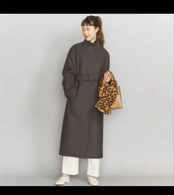 다크 브라운 벨트 롱 코트