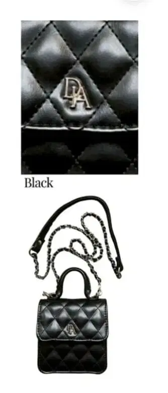 DIANTE 퀼팅 레더 로고 미니 백