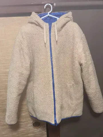 플리스 자켓 보아 자켓 베이지/파랑 리버서블