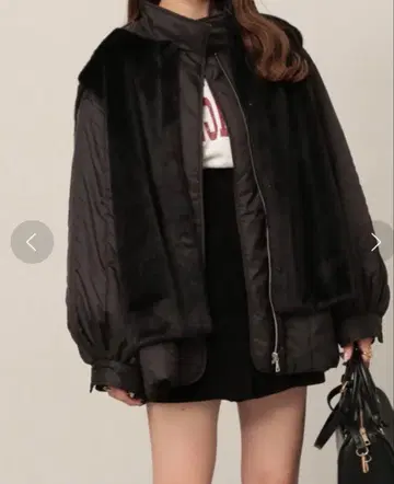 Heather 퍼 베스트 에어 서멀 블루종 블랙