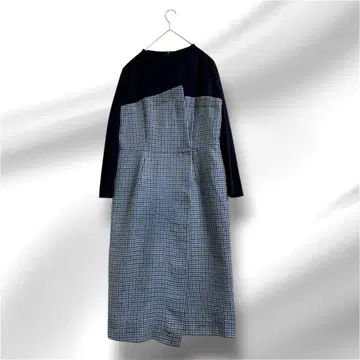빅 사이즈! Viaggio Blu 절개 체크 원피스/울