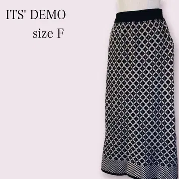잇츠데모 롱 스커트 브라운 올 패턴 슬릿 F