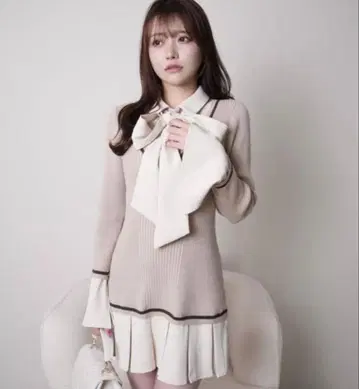 LIP SERVICE 셔츠 도킹 플리츠 원피스 베이지