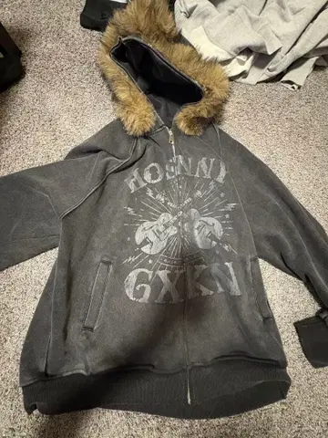 그래픽 후드티 후드 부착