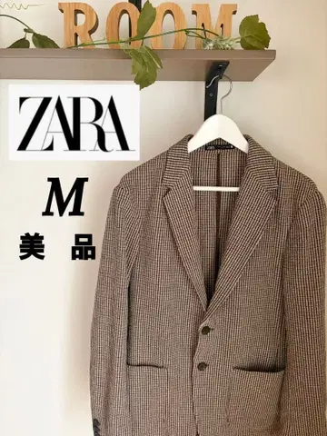 [ 새상품급 ] ZABA 자라 체크 무늬 테일러드 자켓 브라운 M