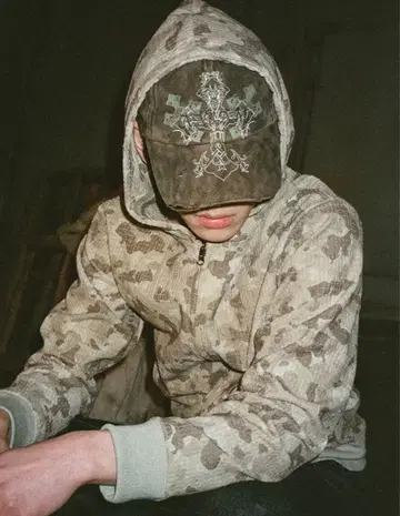 AAKAM CROS2 Washed Damage 볼캡 카키